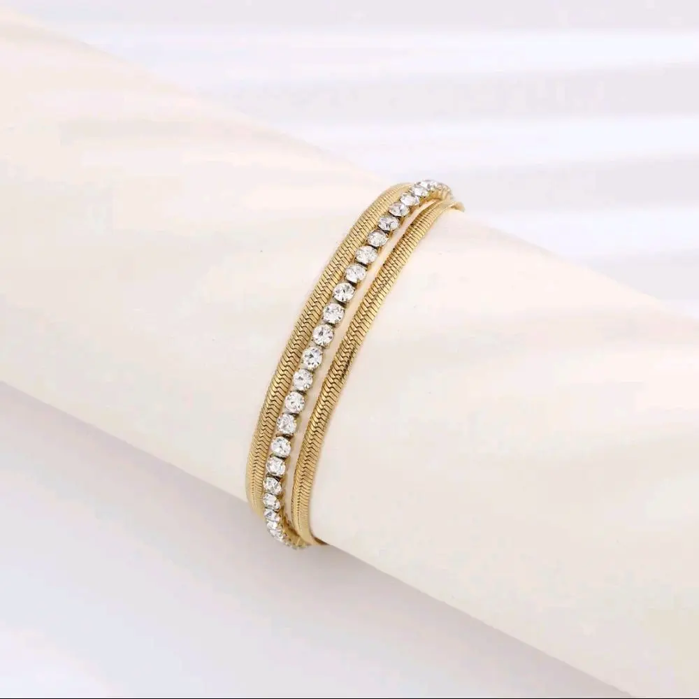 3 Layer Snake Chain Tennis Bracelet