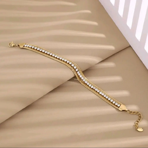 3 Layer Snake Chain Tennis Bracelet