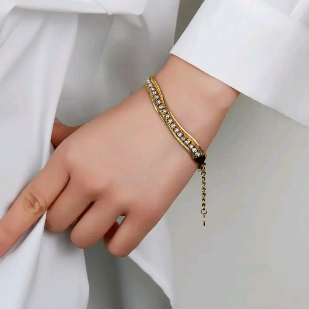 3 Layer Snake Chain Tennis Bracelet