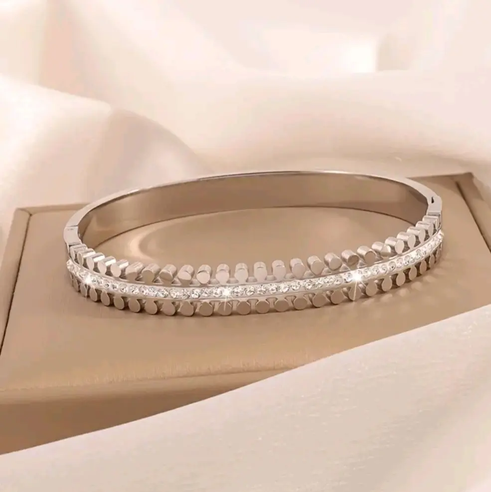 Silver Crystal Bangle