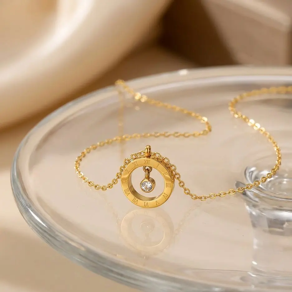 Elegant Gold Roman Numeral Necklace