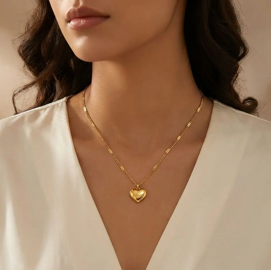 Heart Pendant Love Couple Necklace