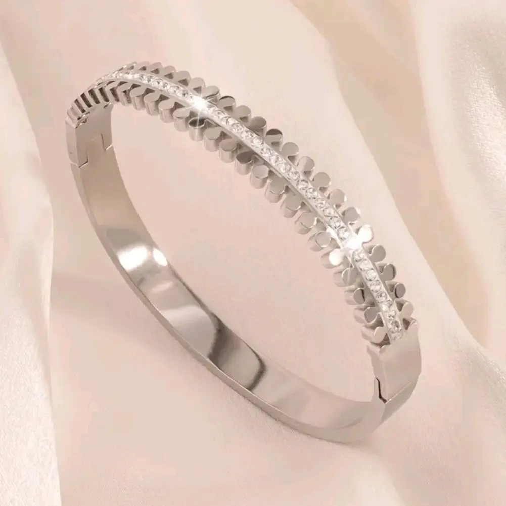Silver Crystal Bangle
