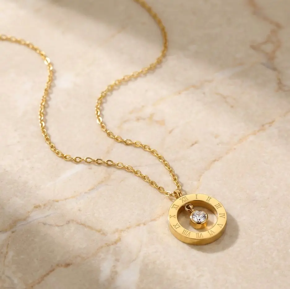 Elegant Gold Roman Numeral Necklace