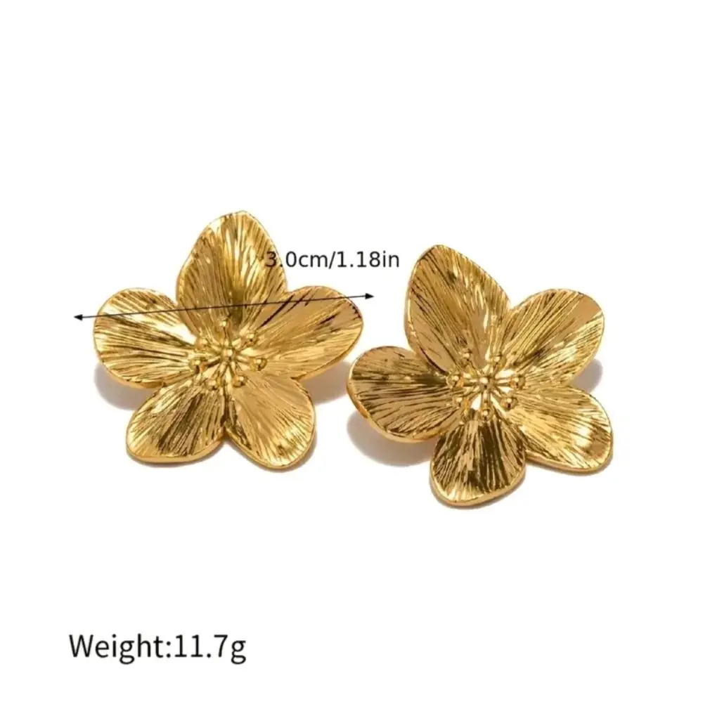 Gold Floral Stud Earrings