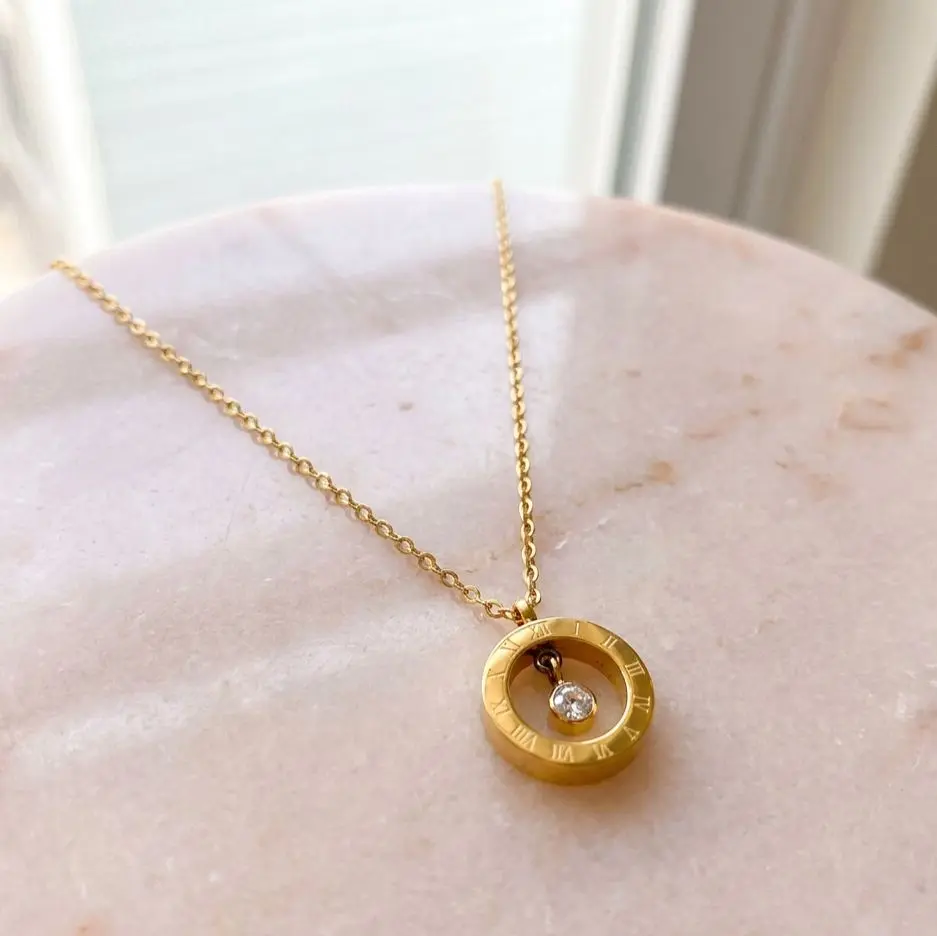 Elegant Gold Roman Numeral Necklace
