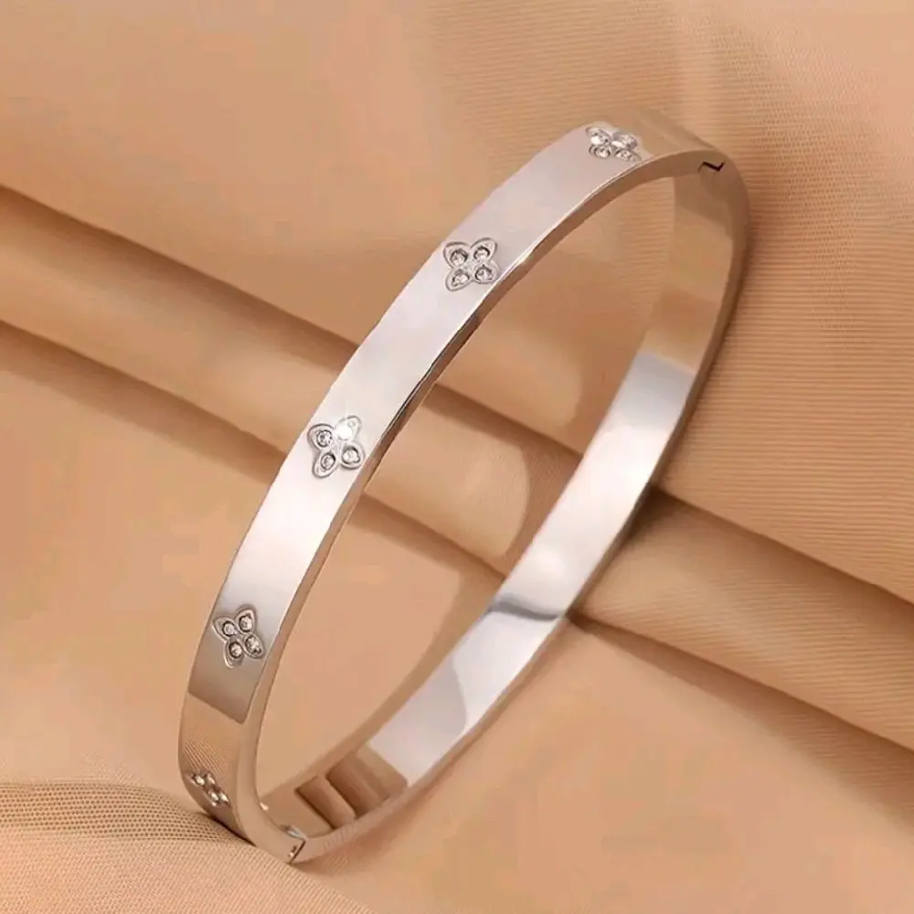 Gold & Silver Clover Bangle