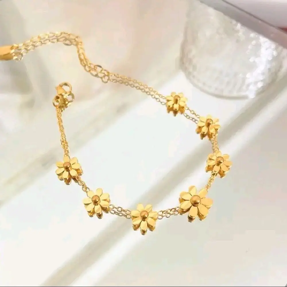 Gold Flower Chain Bracelet