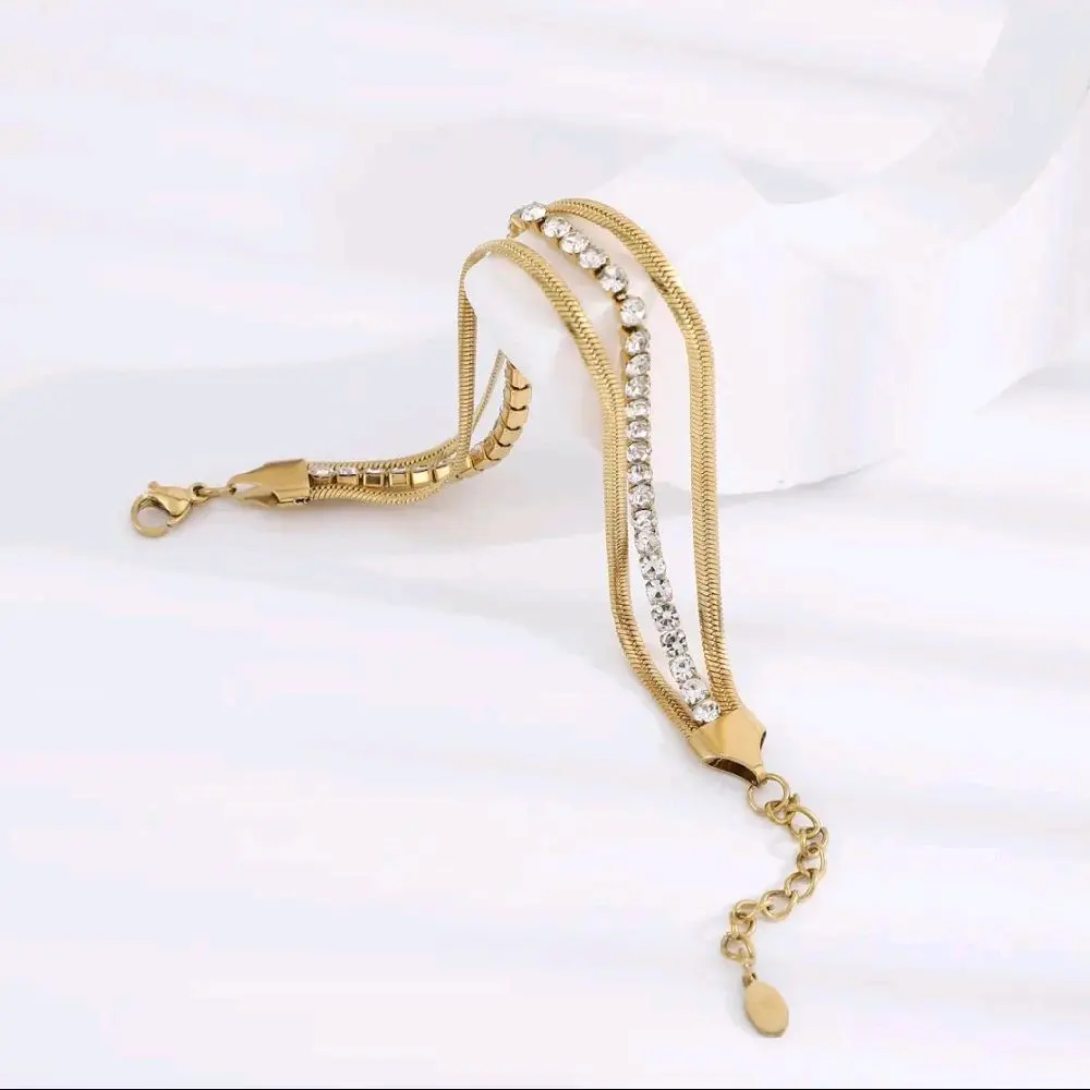 3 Layer Snake Chain Tennis Bracelet