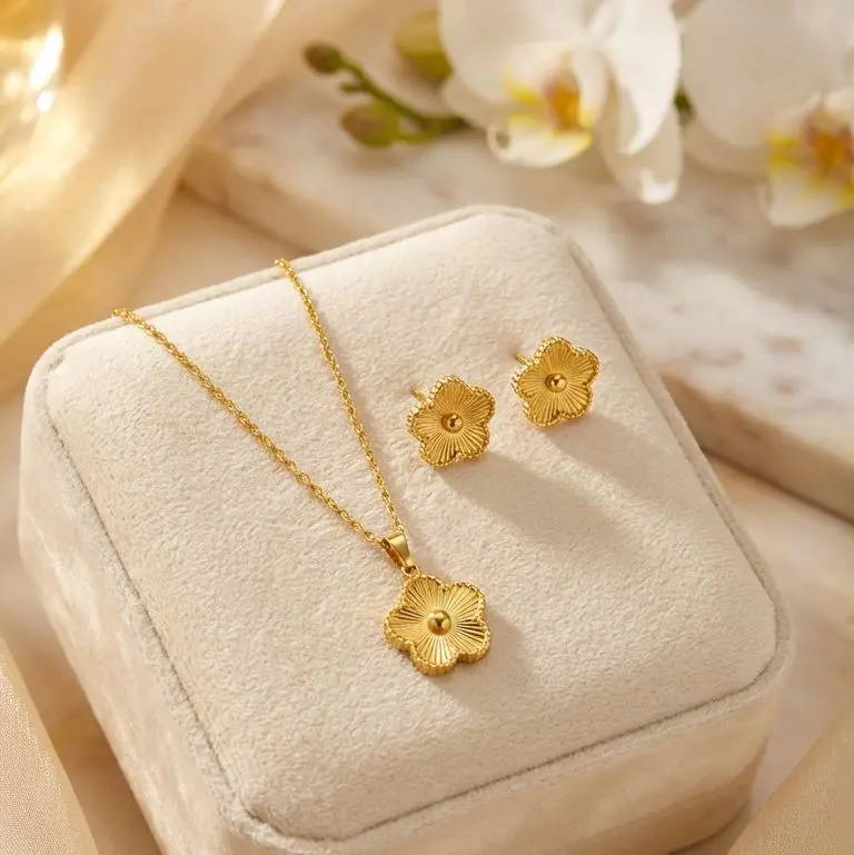 Gold Floral Jewellery Set