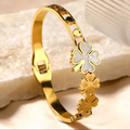 Gold Four-Leaf Clover Bangle