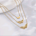 Triple Layered Gold Butterfly Necklace