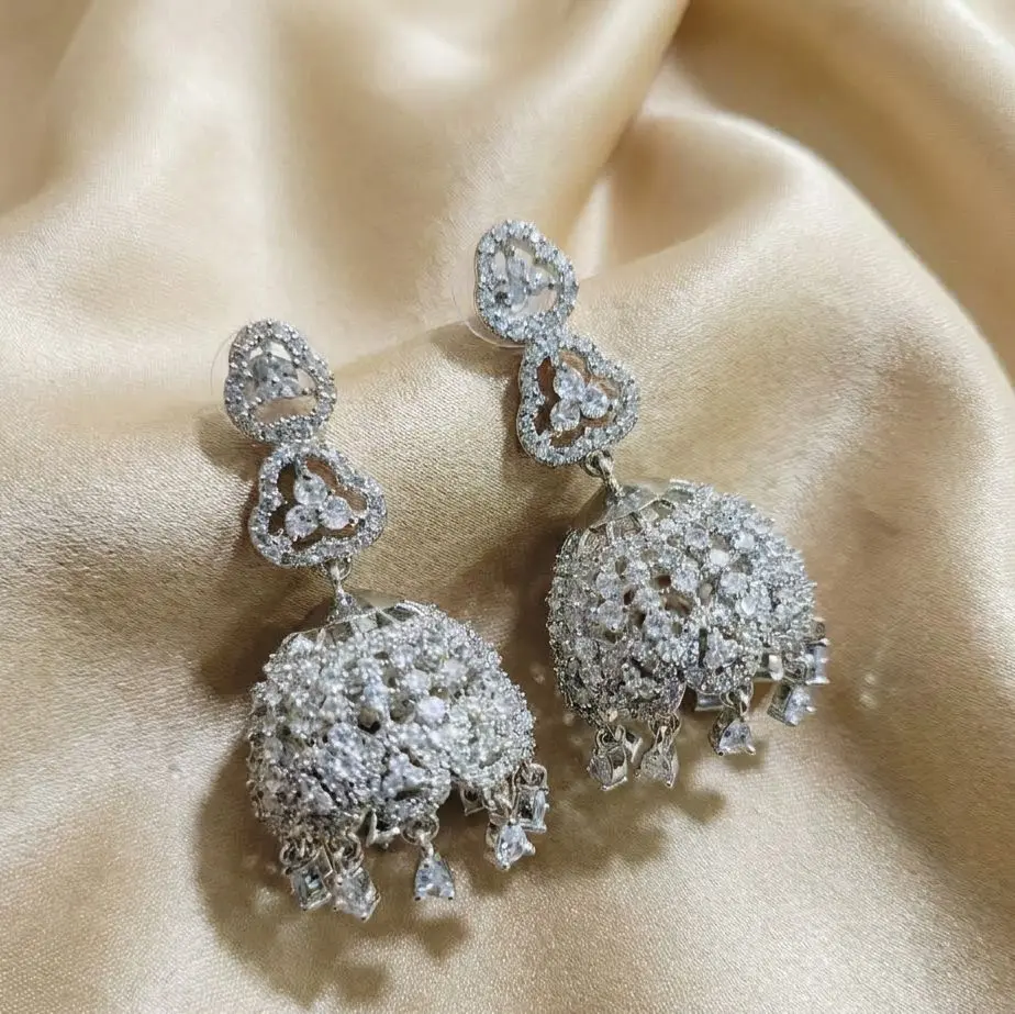 Royal Crystal Sparkling Jhumka Earrings