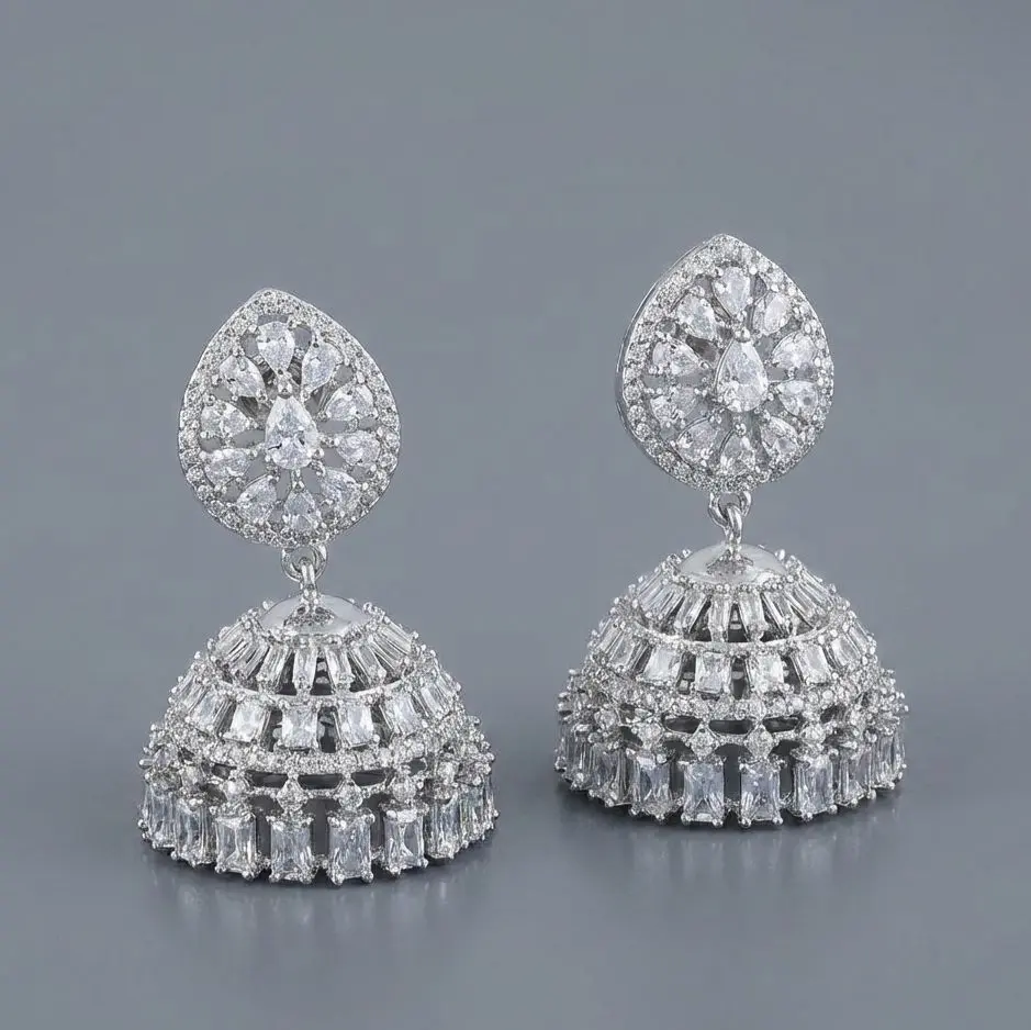 Royal Crystal Jhumka Earrings