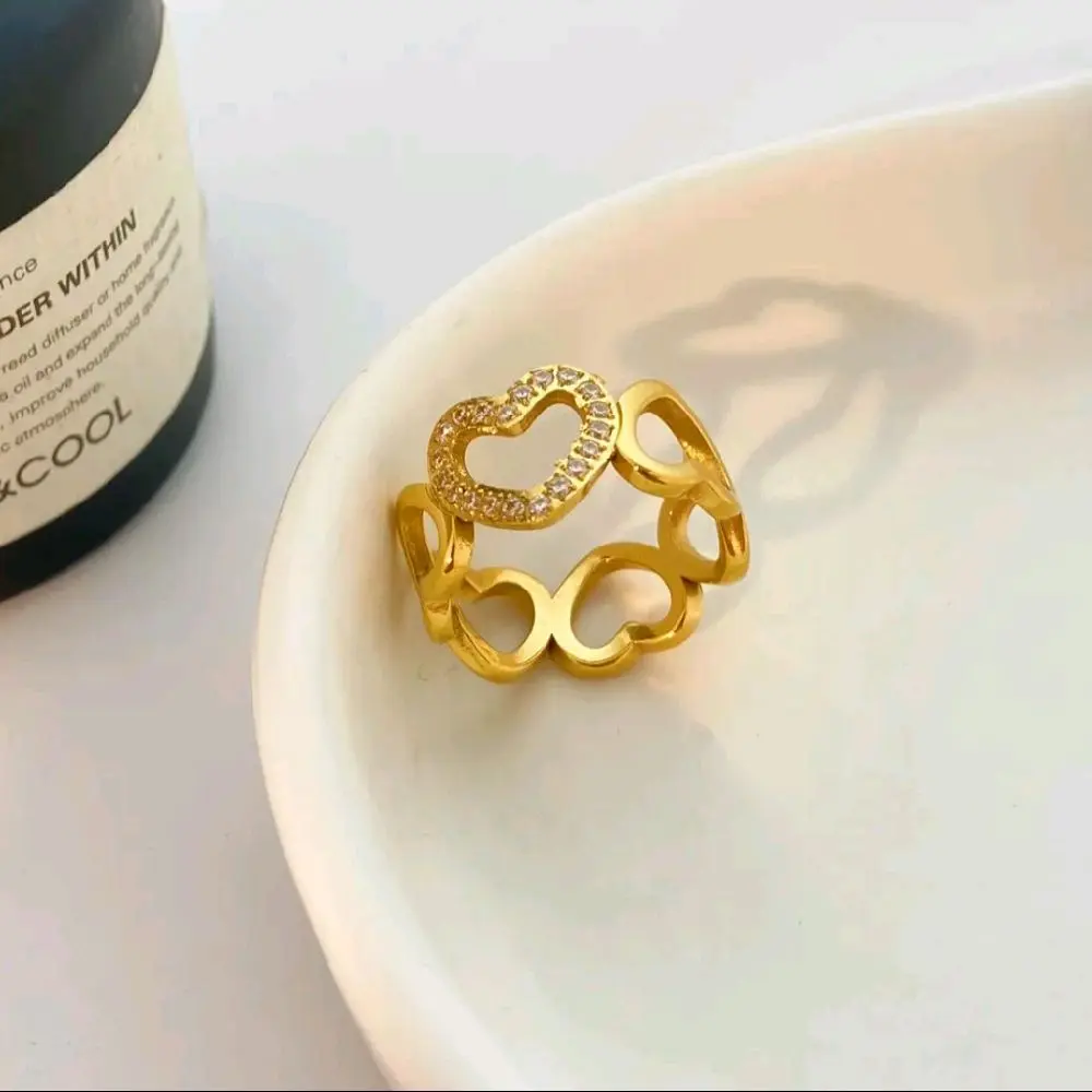 Heart-Shaped Sparkling Stones Ring