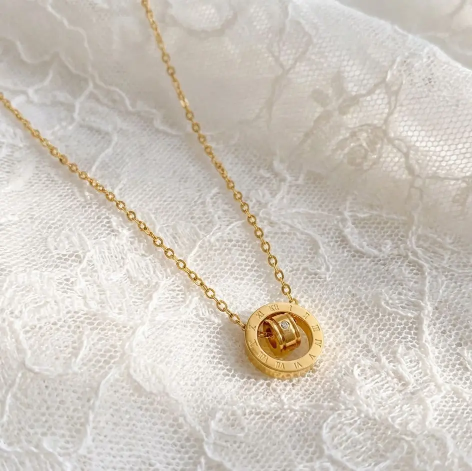 Roman Numeral Gold Pendant
