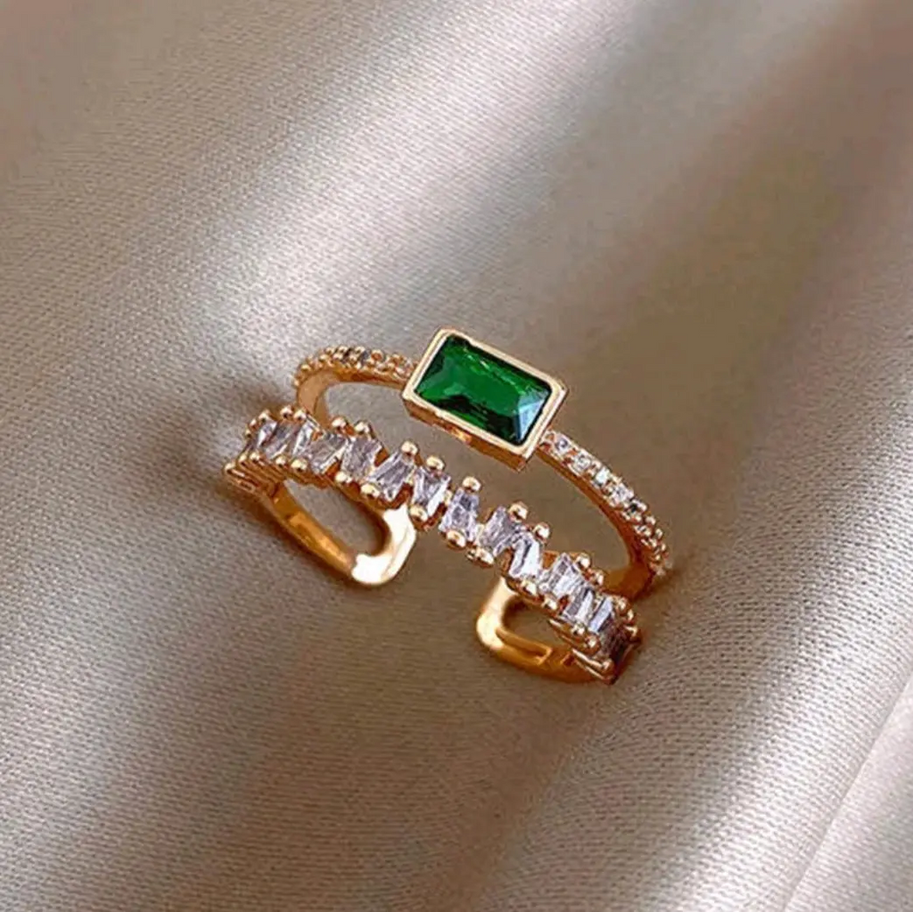Luxury Zircon Double Layer Adjustable Ring
