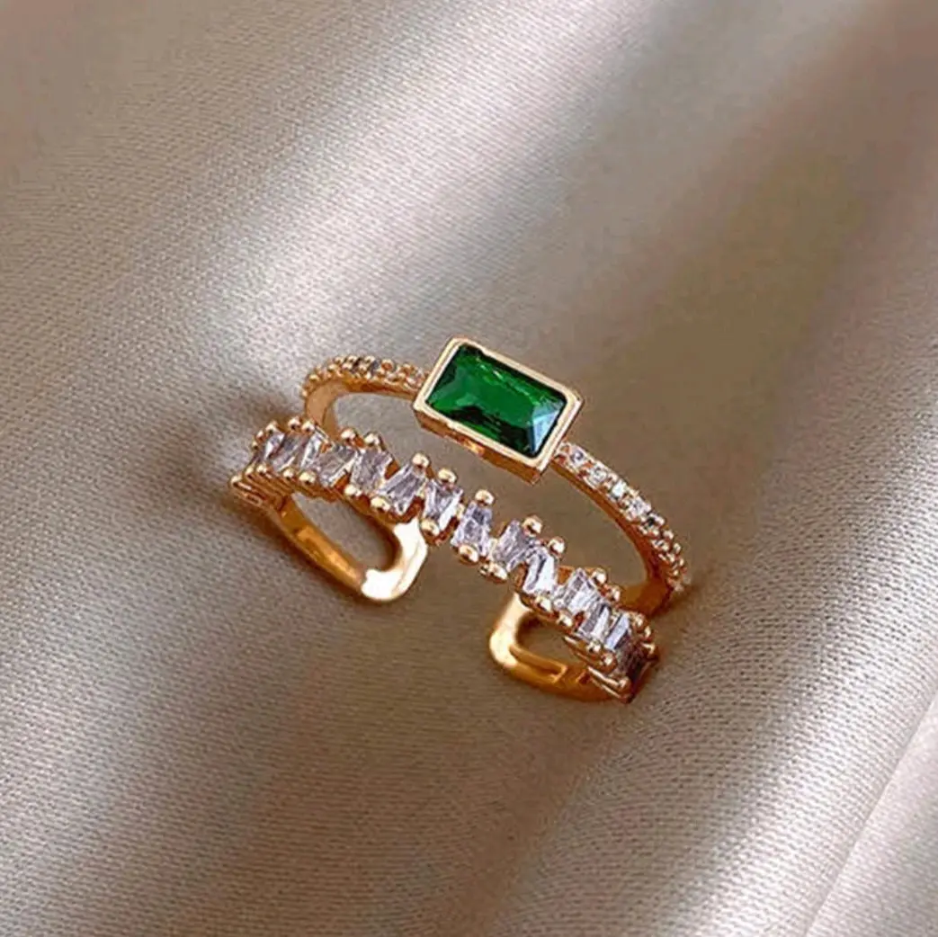 Luxury Zircon Double Layer Adjustable Ring