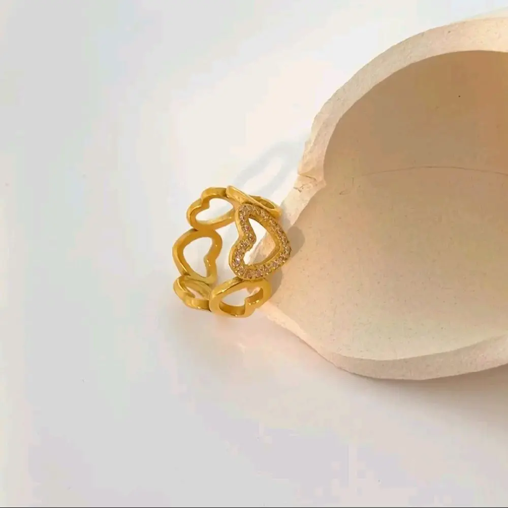 Heart-Shaped Sparkling Stones Ring