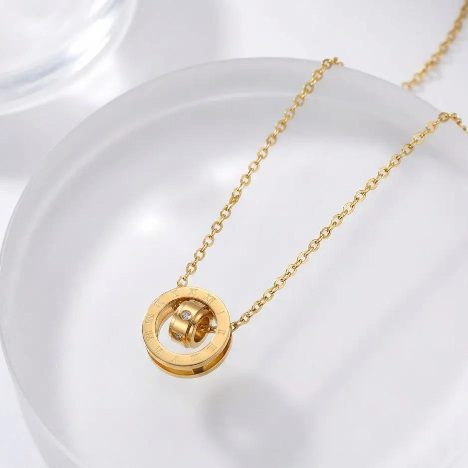 Roman Numeral Gold Pendant