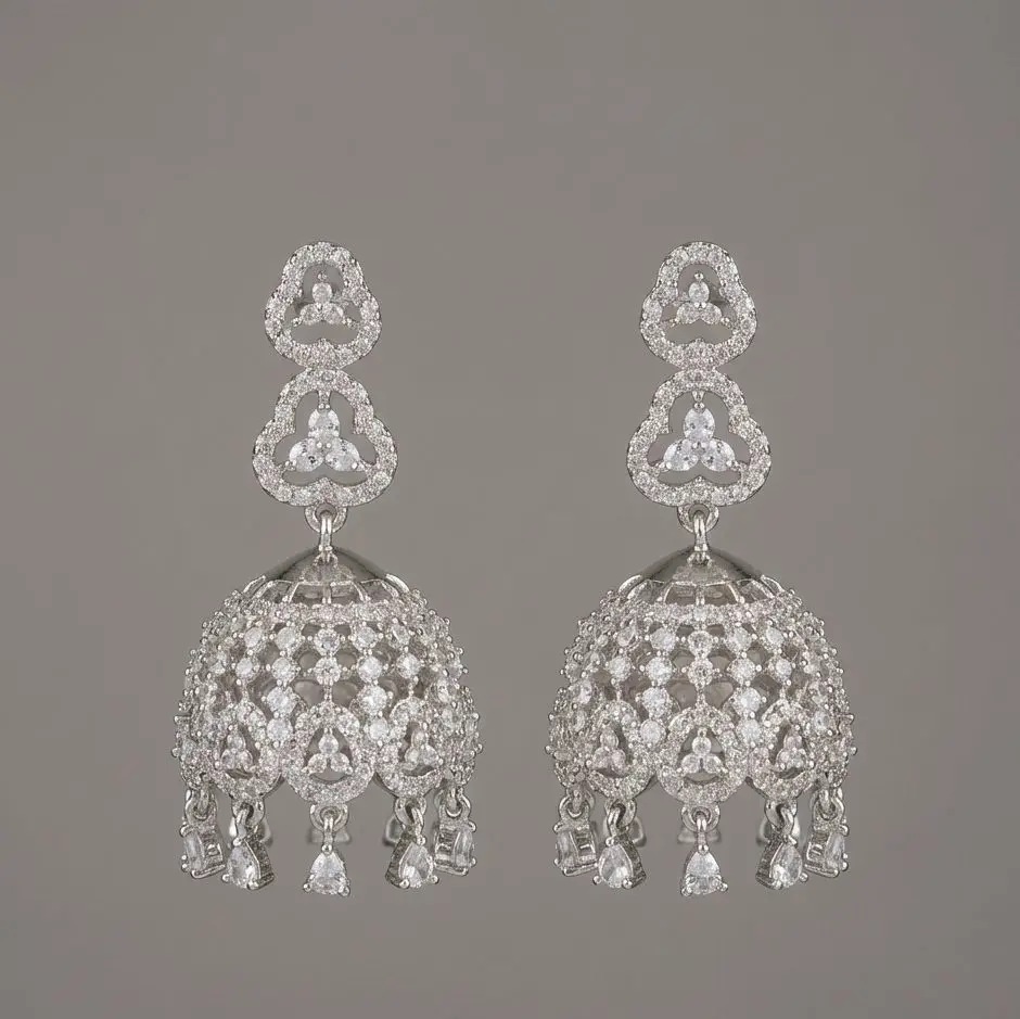 Royal Crystal Sparkling Jhumka Earrings