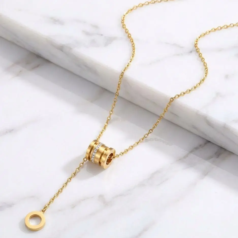 Elegant Triple-Ring Gold Necklace