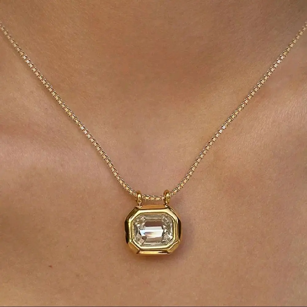 Gold Crystal Pendant Necklace