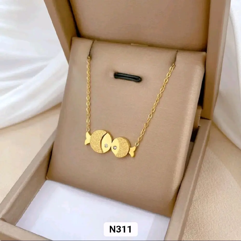 Gold & Silver Double Fish Pendant Necklace