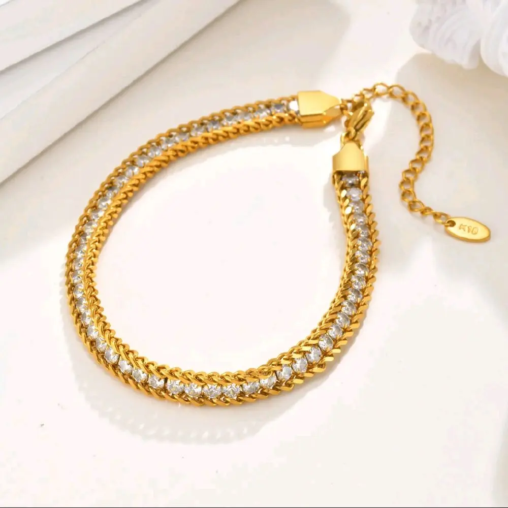 Double-layer Cubic Zirconia Bracelet