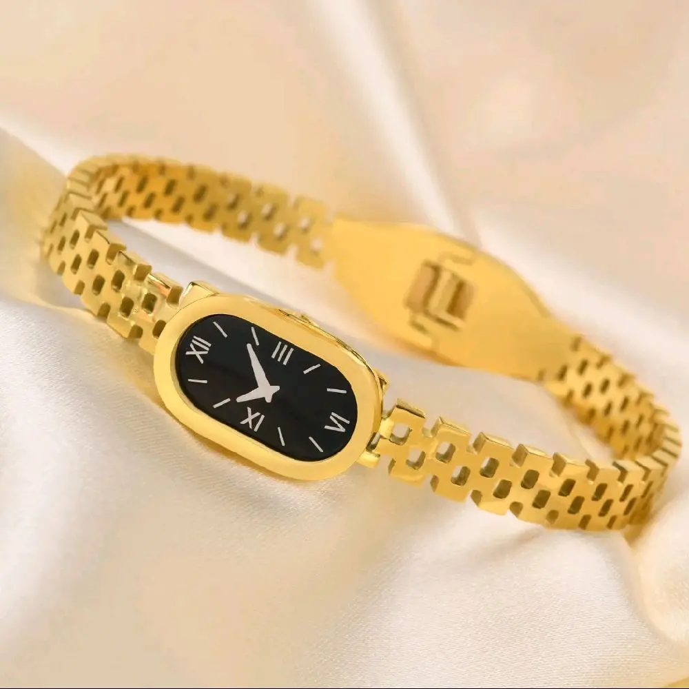 Gold Oval Watch Bangle