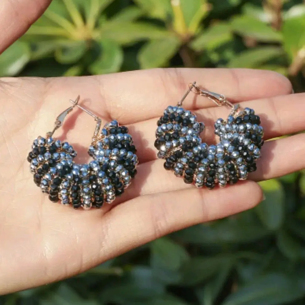 Colourful Beaded Hoop Earrings