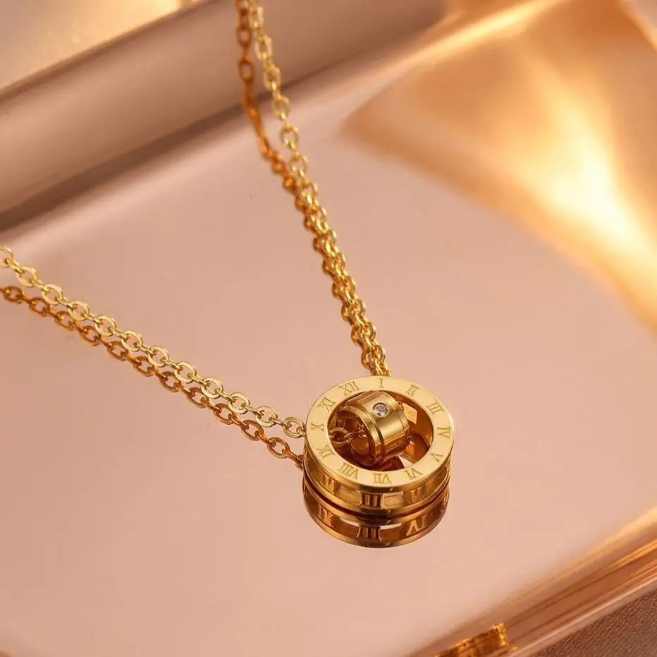 Roman Numeral Gold Pendant