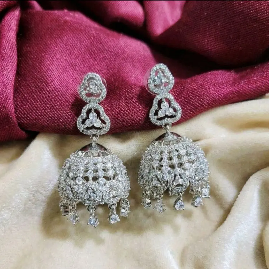 Royal Crystal Sparkling Jhumka Earrings