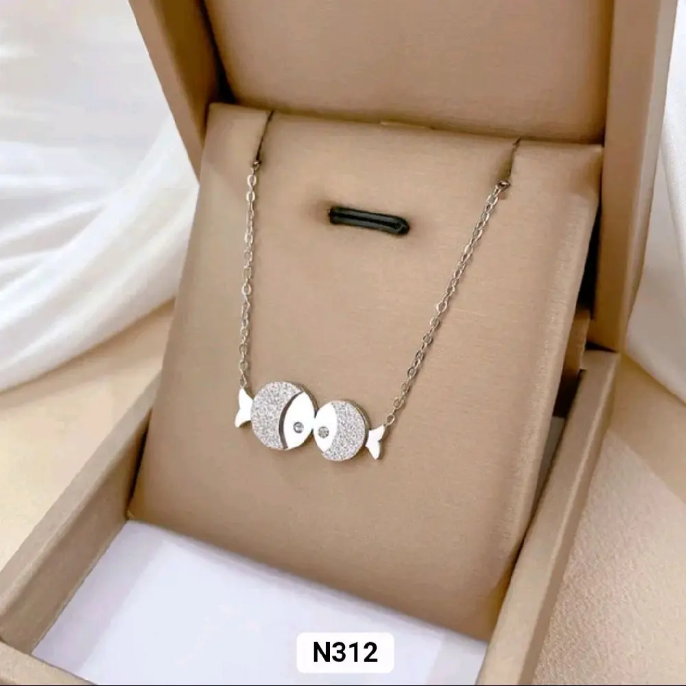 Gold & Silver Double Fish Pendant Necklace