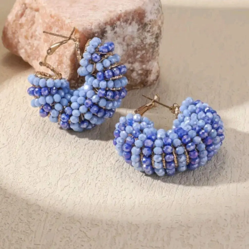 Colourful Beaded Hoop Earrings