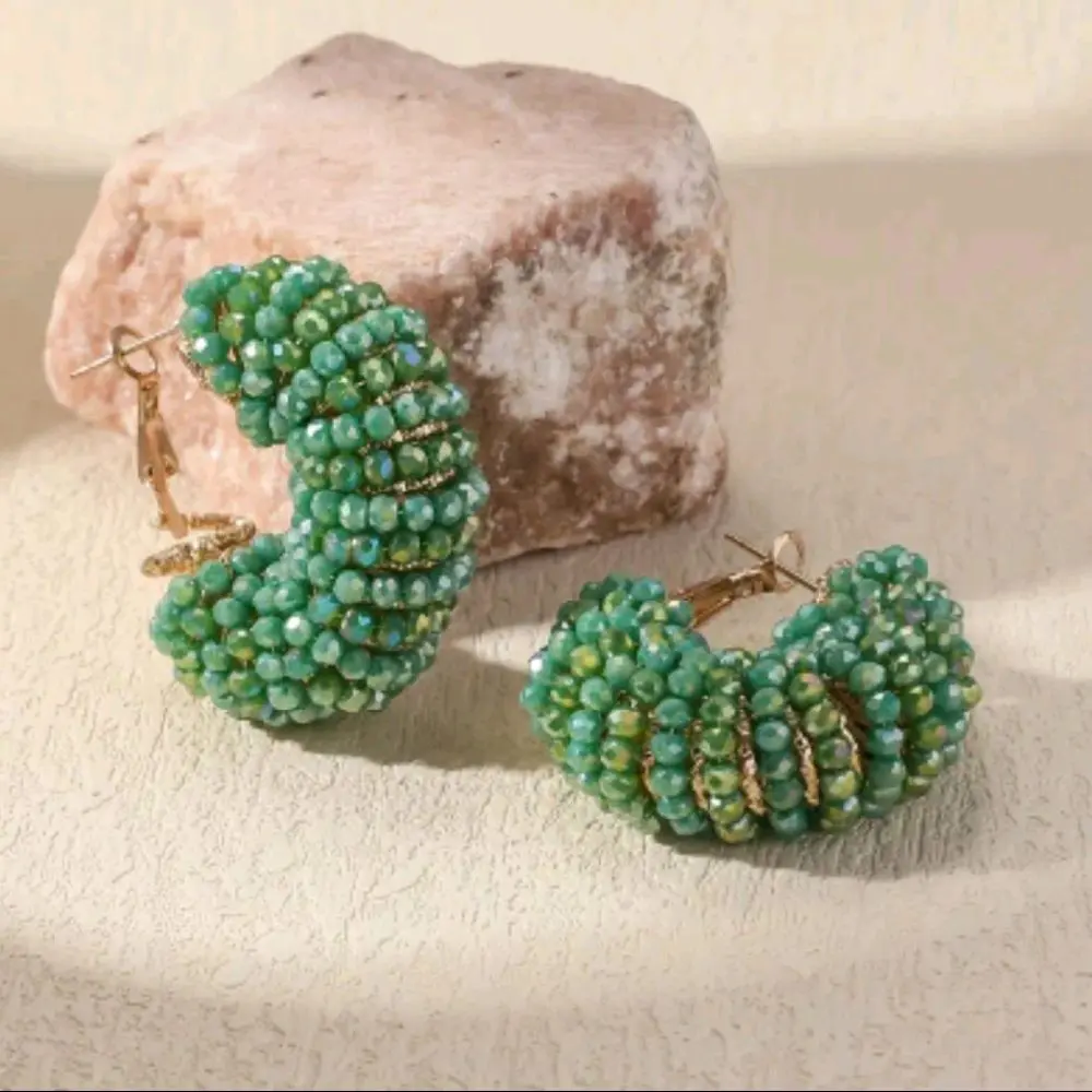 Colourful Beaded Hoop Earrings
