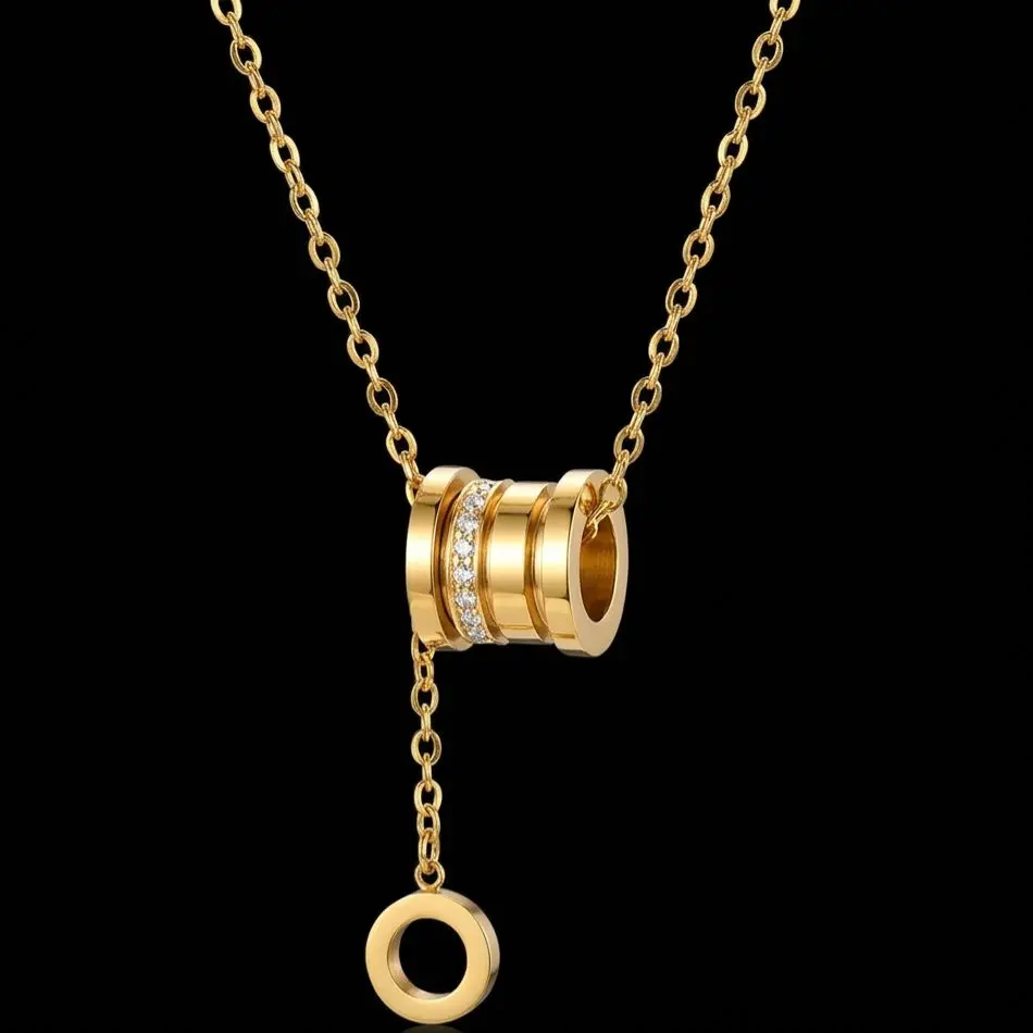Elegant Triple-Ring Gold Necklace