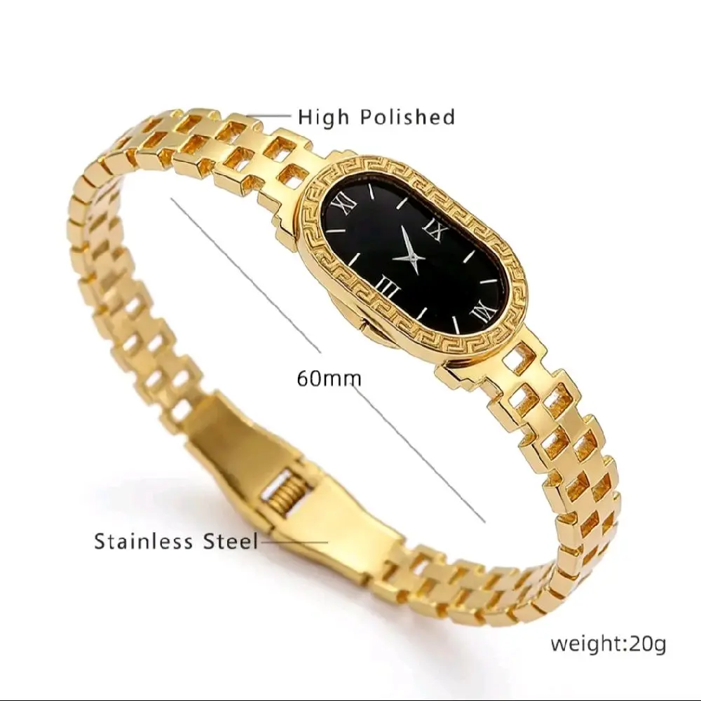 Gold Oval Watch Bangle
