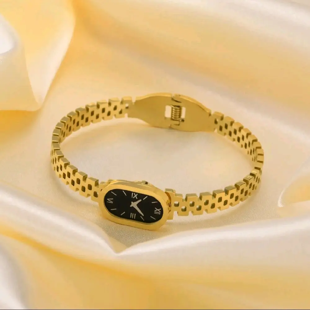 Gold Oval Watch Bangle