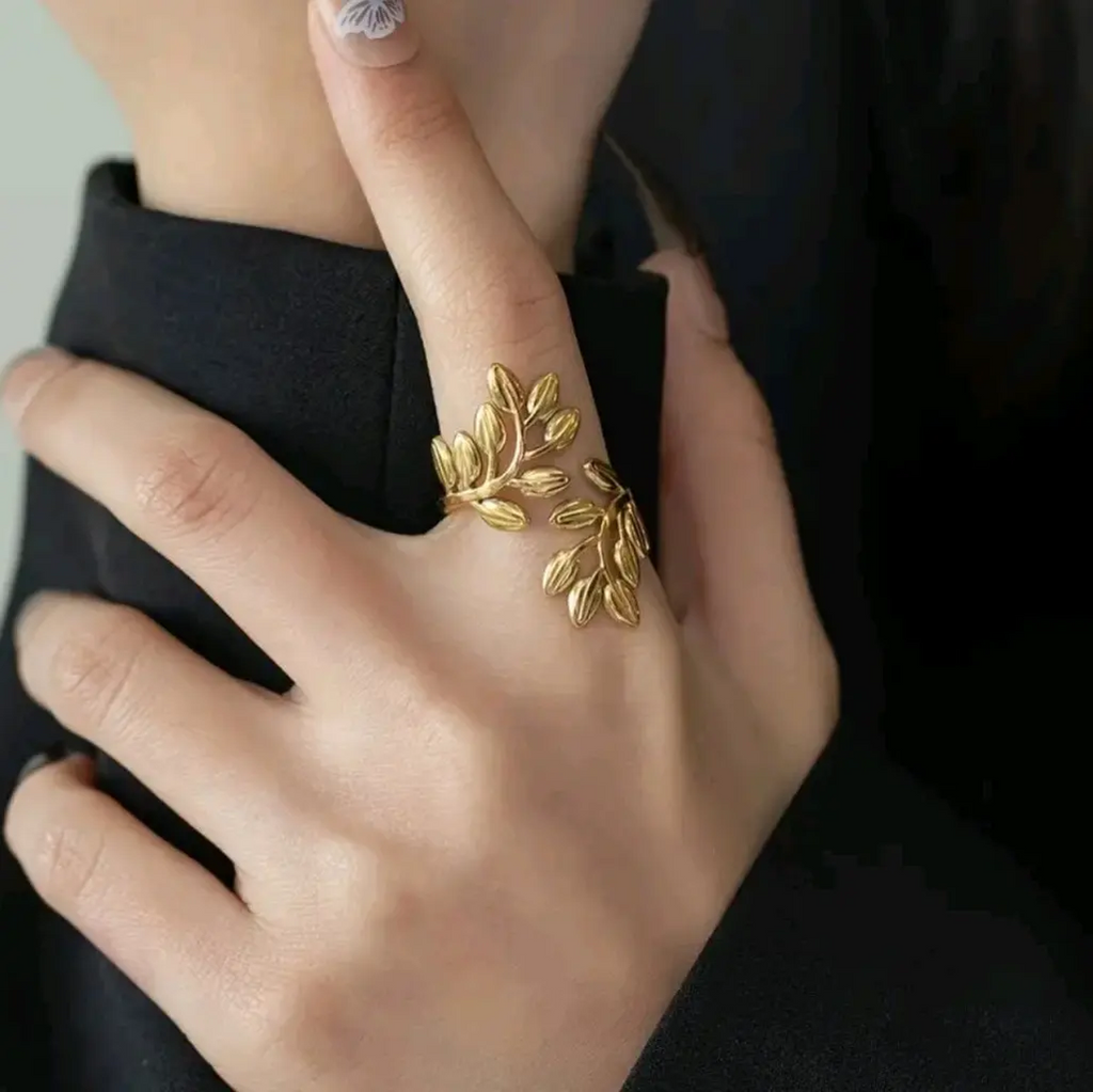 Gold Leaf Ring - Adjustable