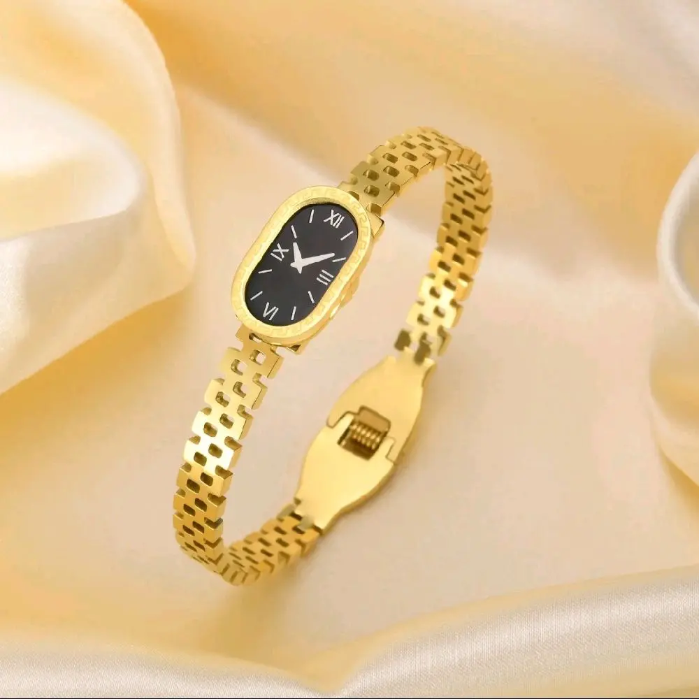 Gold Oval Watch Bangle
