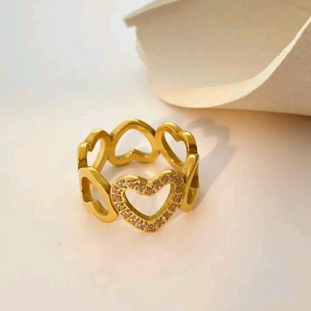 Heart-Shaped Sparkling Stones Ring