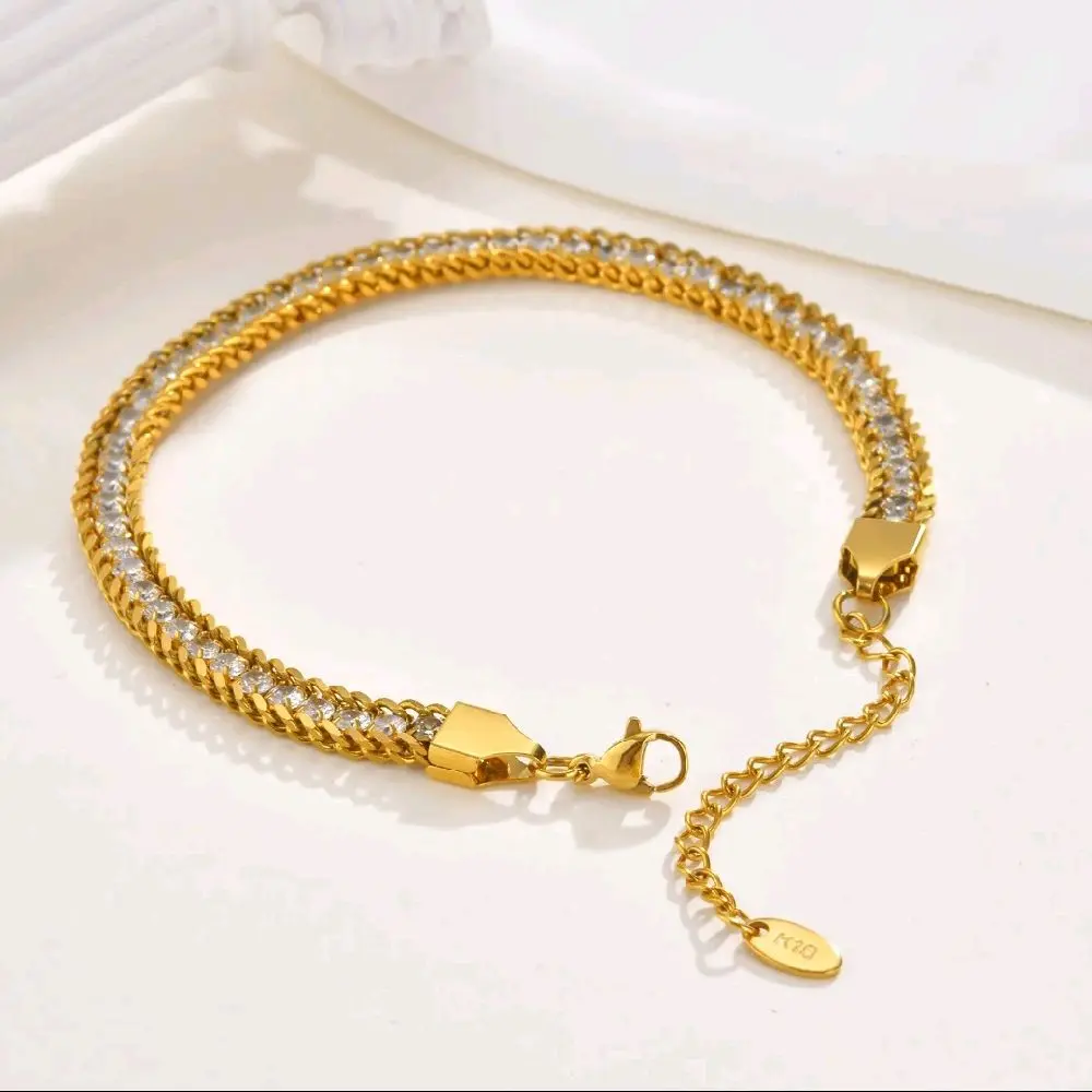 Double-layer Cubic Zirconia Bracelet