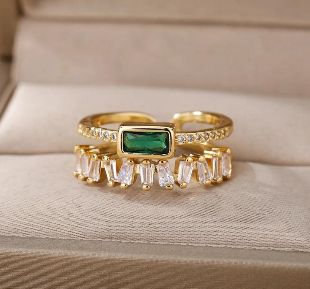 Luxury Zircon Double Layer Adjustable Ring