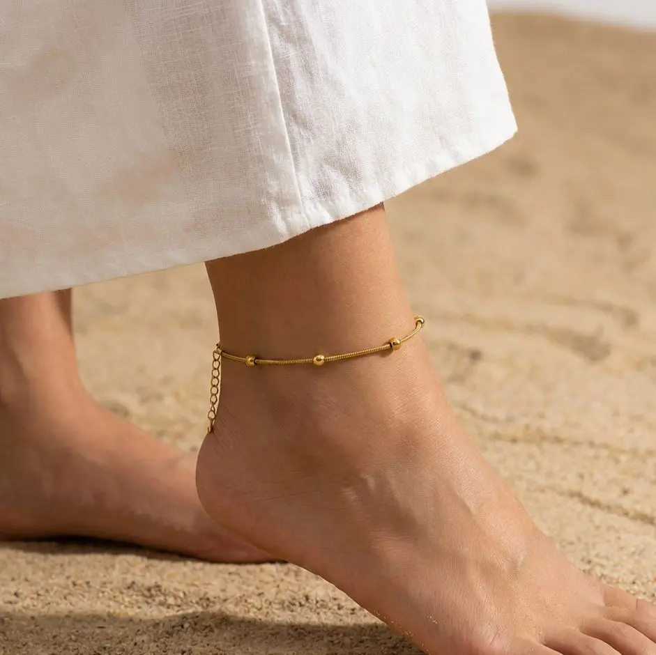 Elegant Gold Beaded Anklet