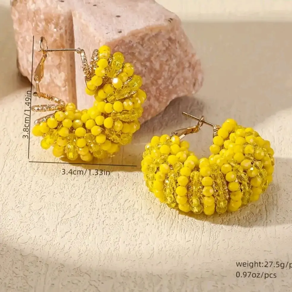 Colourful Beaded Hoop Earrings