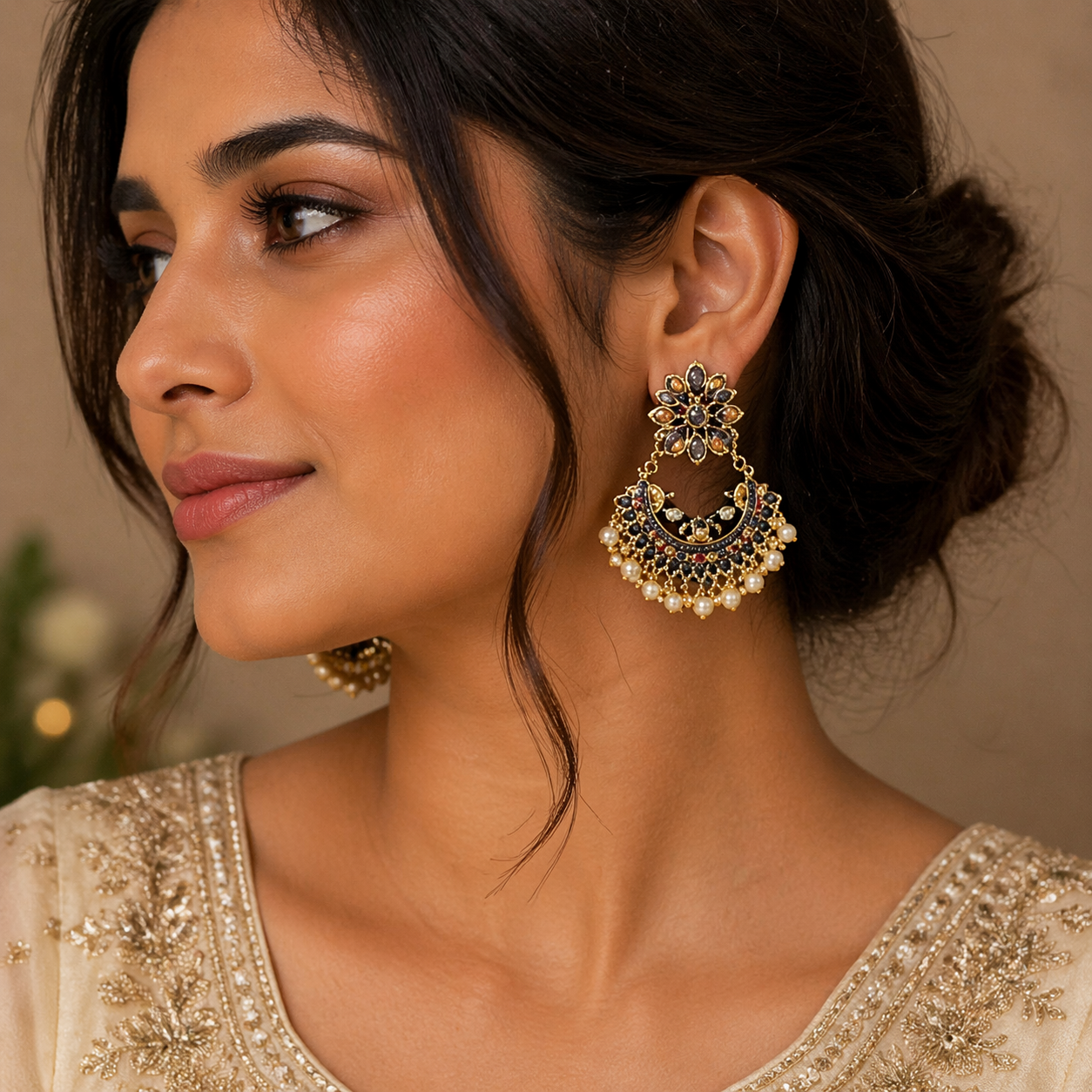 Flower Pearl Beads Earrings