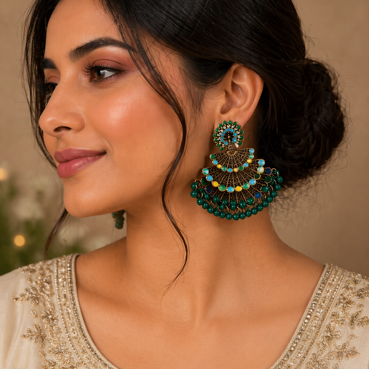 Green Peacock Drop Earrings for Women - Fashion Accessory